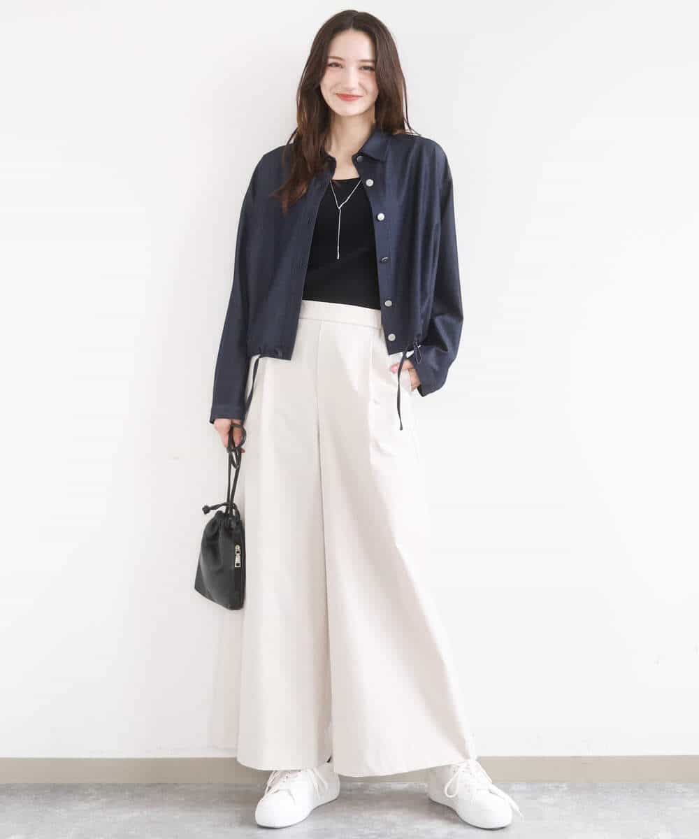 FKLGD36170 MK MICHEL KLEIN(MK ミッシェルクラン) ストレッチツイル プルオンワイドパンツ/撥水/洗える ベージュ