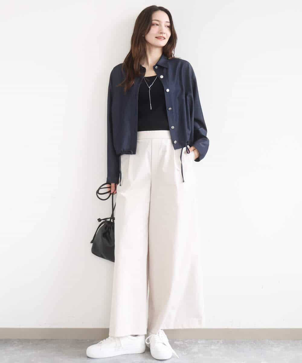 FKLGD36170 MK MICHEL KLEIN(MK ミッシェルクラン) ストレッチツイル プルオンワイドパンツ/撥水/洗える ベージュ