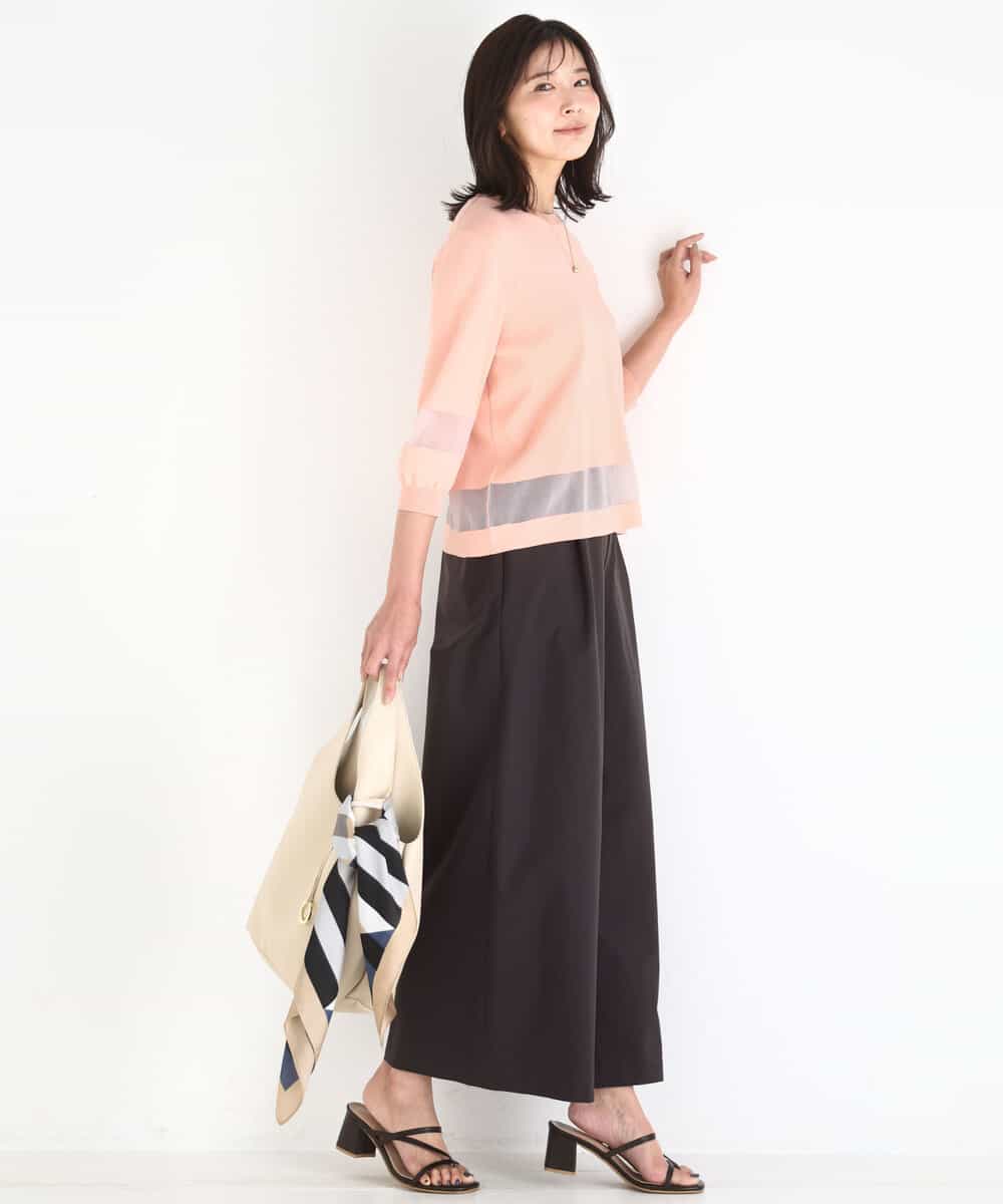 FKLGD36170 MK MICHEL KLEIN(MK ミッシェルクラン) [撥水/洗える]ストレッチツイル プルオンワイドパンツ ベージュ