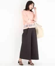 FKLGD36170 MK MICHEL KLEIN(MK ミッシェルクラン) [撥水/洗える]ストレッチツイル プルオンワイドパンツ ベージュ