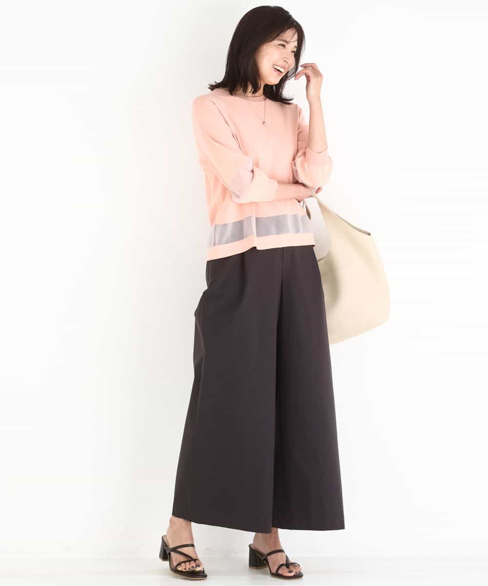 FKLGD36170 MK MICHEL KLEIN(MK ミッシェルクラン) [撥水/洗える]ストレッチツイル プルオンワイドパンツ ベージュ