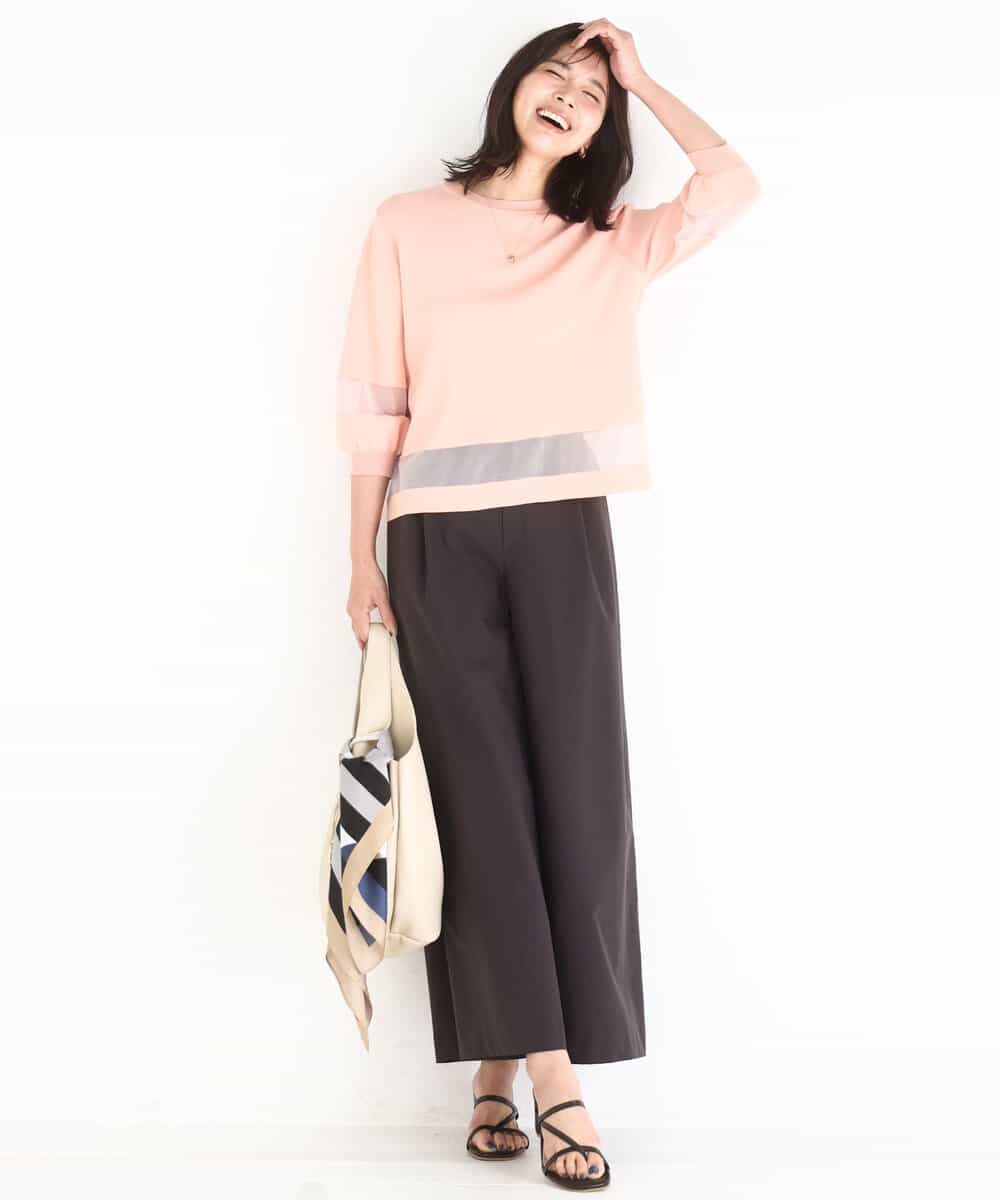 FKLGD36170 MK MICHEL KLEIN(MK ミッシェルクラン) [撥水/洗える]ストレッチツイル プルオンワイドパンツ ベージュ