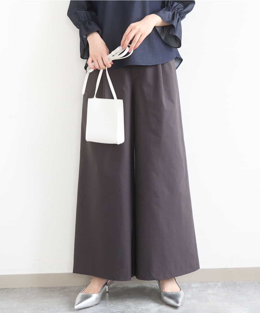 FKLGD36170 MK MICHEL KLEIN(MK ミッシェルクラン) ストレッチツイル プルオンワイドパンツ/撥水/洗える ブラウン