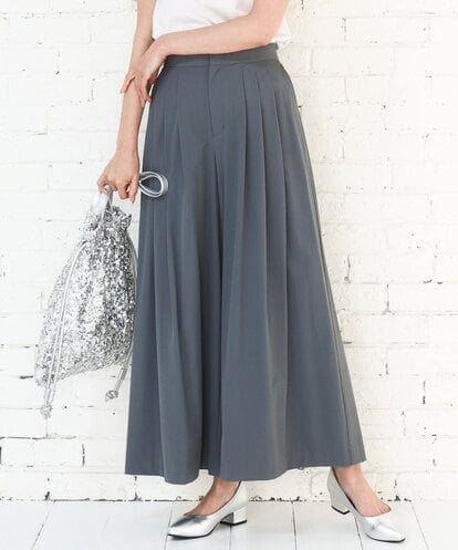 FKLGD37170 MK MICHEL KLEIN ストレッチ3タックワイドパンツ/洗える