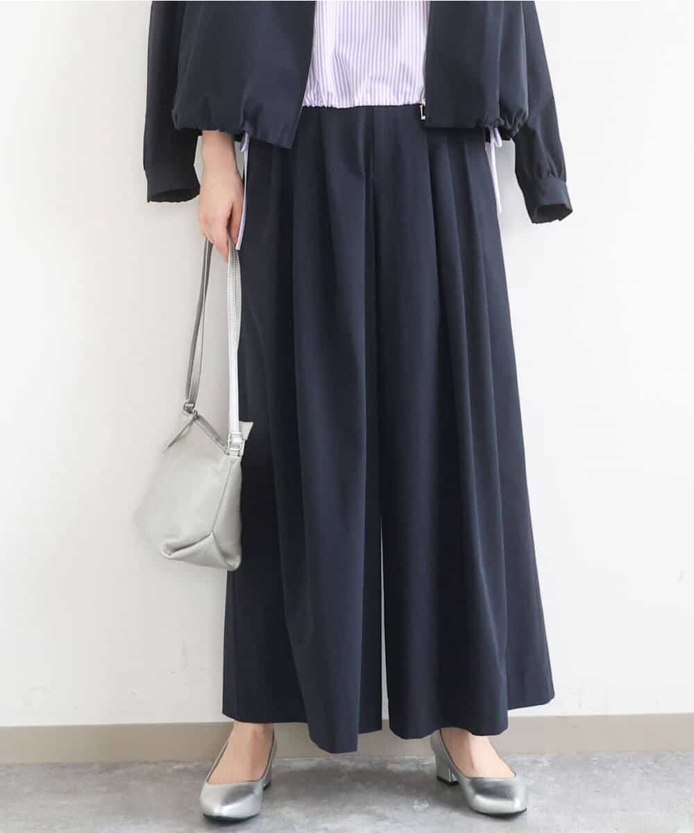 FKLGD37170 MK MICHEL KLEIN(MK ミッシェルクラン) ストレッチ3タックワイドパンツ/洗える ダークグレー