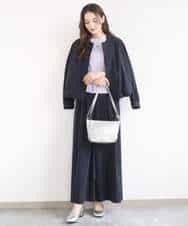 FKLGD37170 MK MICHEL KLEIN(MK ミッシェルクラン) ストレッチ3タックワイドパンツ/洗える ダークグレー