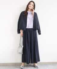 FKLGD37170 MK MICHEL KLEIN(MK ミッシェルクラン) ストレッチ3タックワイドパンツ/洗える ダークグレー