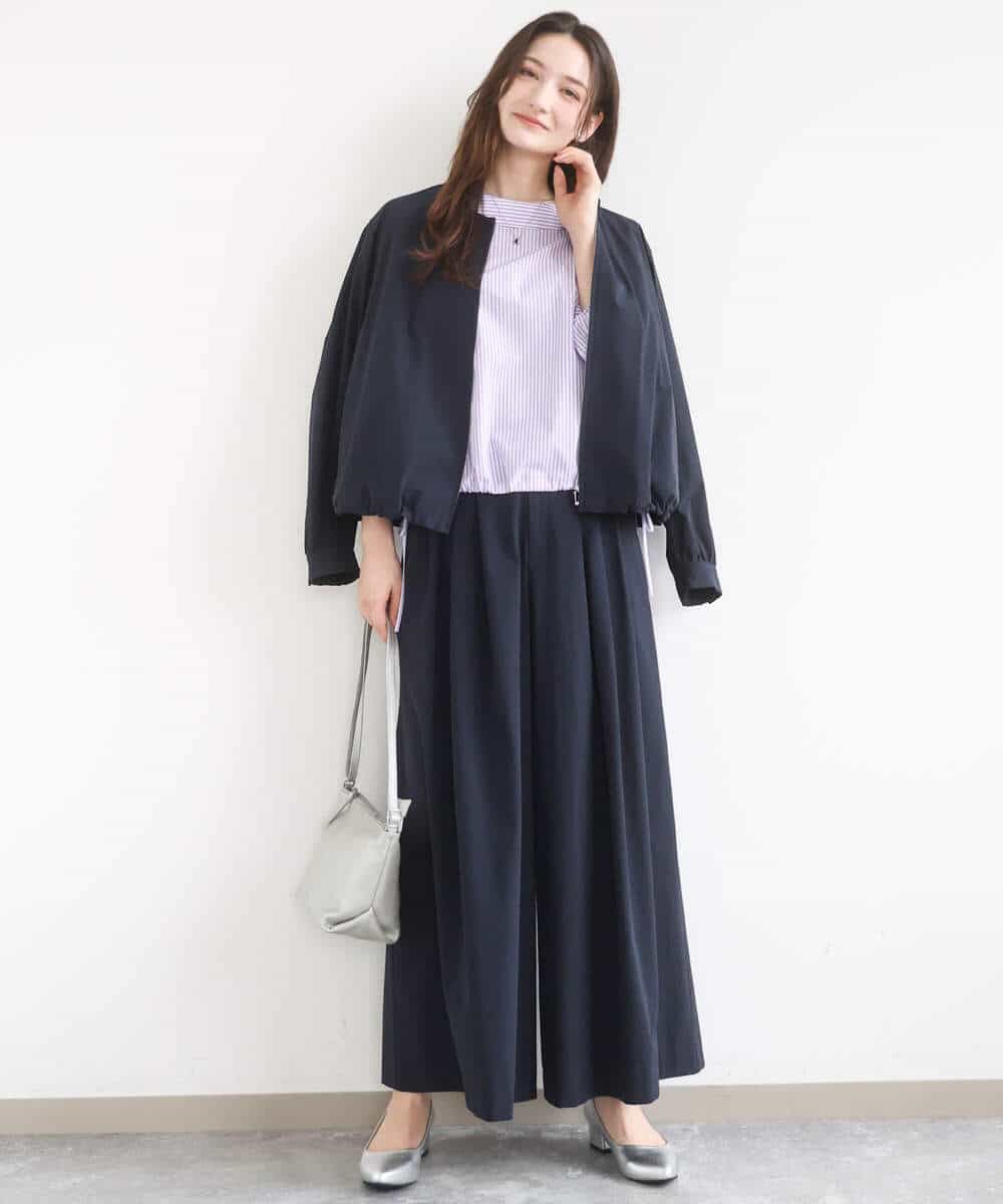 FKLGD37170 MK MICHEL KLEIN(MK ミッシェルクラン) ストレッチ3タックワイドパンツ/洗える ダークグレー