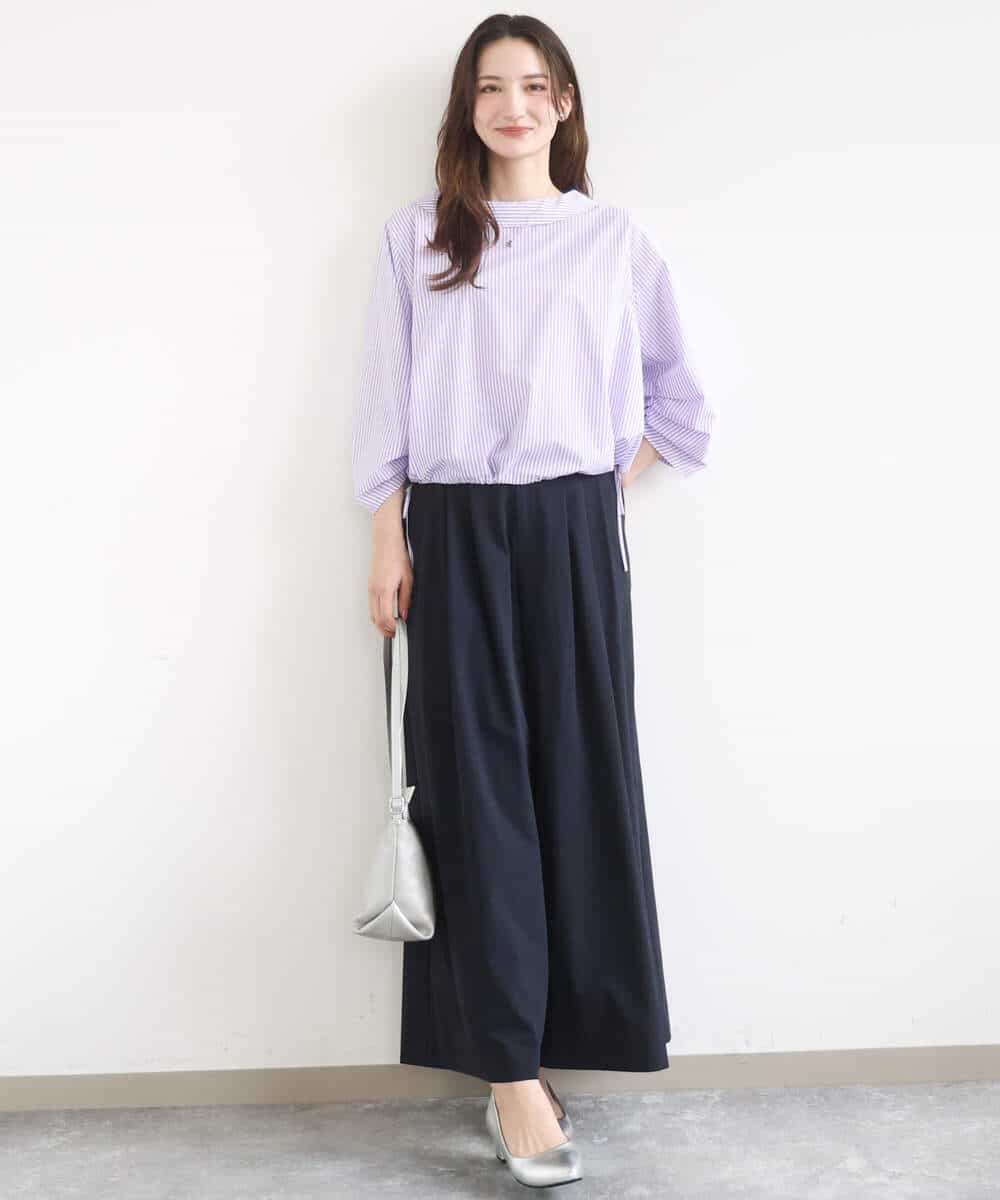 FKLGD37170 MK MICHEL KLEIN(MK ミッシェルクラン) ストレッチ3タックワイドパンツ/洗える ダークグレー