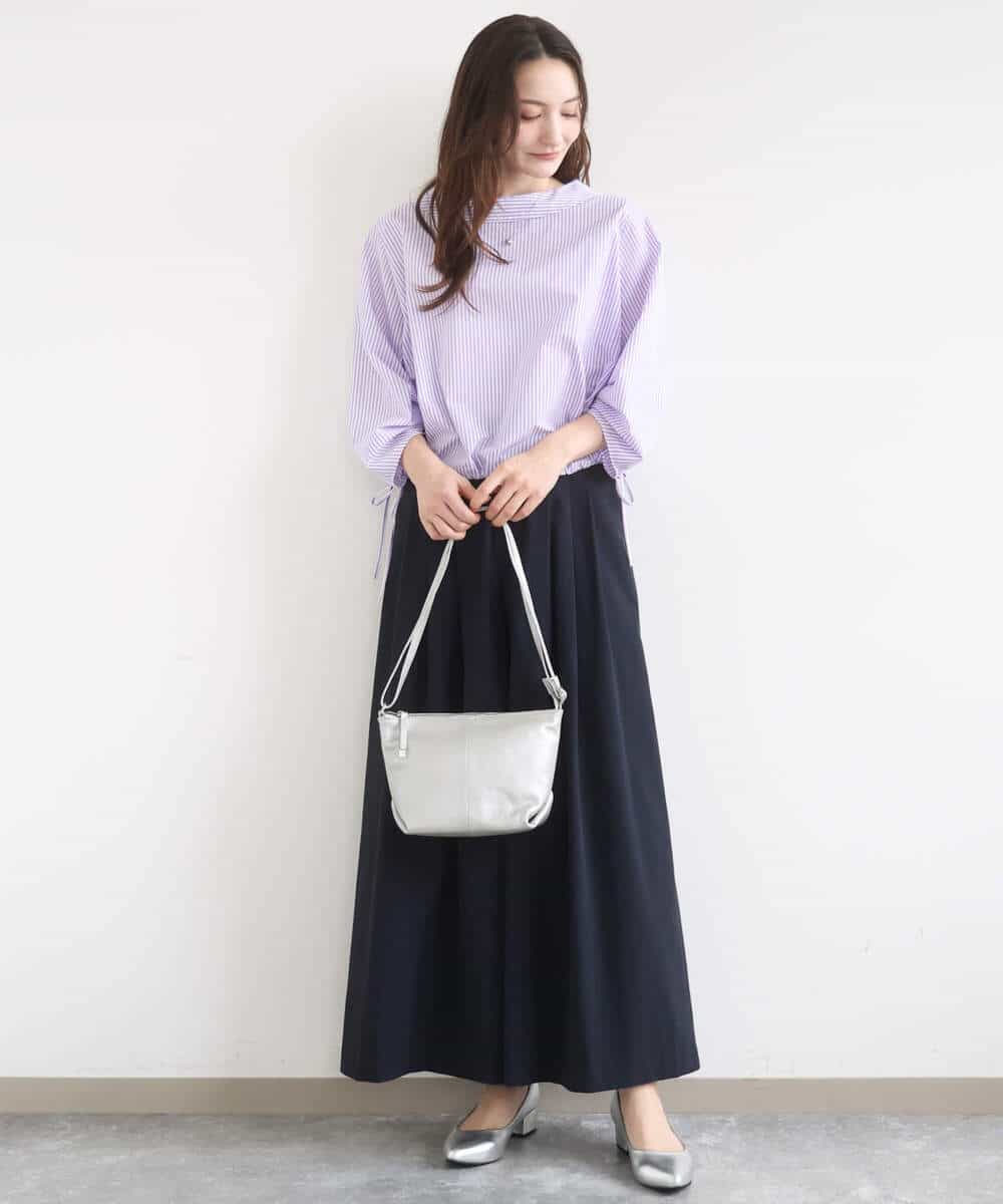 FKLGD37170 MK MICHEL KLEIN(MK ミッシェルクラン) ストレッチ3タックワイドパンツ/洗える ダークグレー