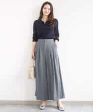 FKLGD37170 MK MICHEL KLEIN(MK ミッシェルクラン) ストレッチ3タックワイドパンツ/洗える ダークグレー