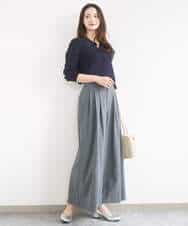 FKLGD37170 MK MICHEL KLEIN(MK ミッシェルクラン) ストレッチ3タックワイドパンツ/洗える ダークグレー