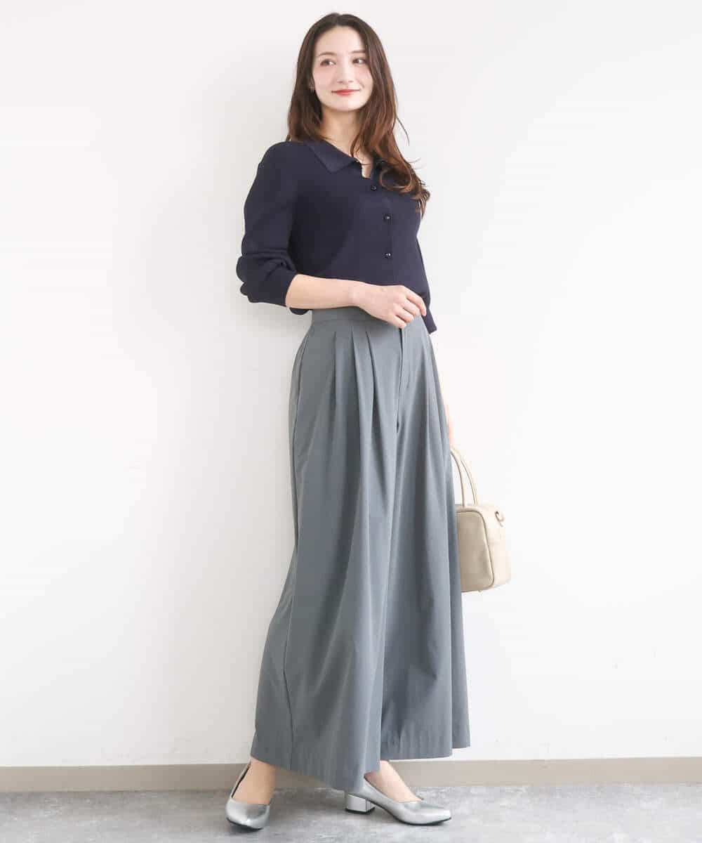 FKLGD37170 MK MICHEL KLEIN(MK ミッシェルクラン) ストレッチ3タックワイドパンツ/洗える ダークグレー