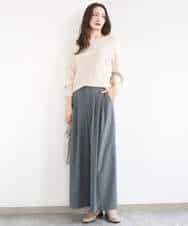 FKLGD37170 MK MICHEL KLEIN(MK ミッシェルクラン) ストレッチ3タックワイドパンツ/洗える ダークグレー