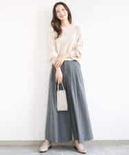 FKLGD37170 MK MICHEL KLEIN(MK ミッシェルクラン) ストレッチ3タックワイドパンツ/洗える ダークグレー