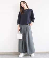 FKLGD37170 MK MICHEL KLEIN(MK ミッシェルクラン) ストレッチ3タックワイドパンツ/洗える ダークグレー