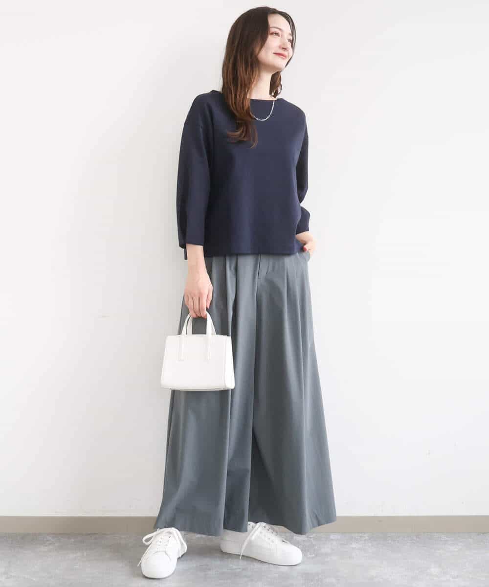 FKLGD37170 MK MICHEL KLEIN(MK ミッシェルクラン) ストレッチ3タックワイドパンツ/洗える ダークグレー