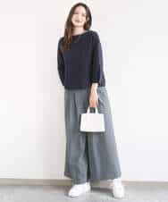 FKLGD37170 MK MICHEL KLEIN(MK ミッシェルクラン) ストレッチ3タックワイドパンツ/洗える ダークグレー