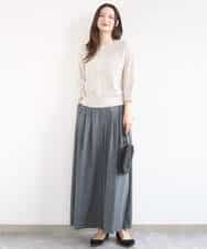 FKLGD37170 MK MICHEL KLEIN(MK ミッシェルクラン) ストレッチ3タックワイドパンツ/洗える ダークグレー