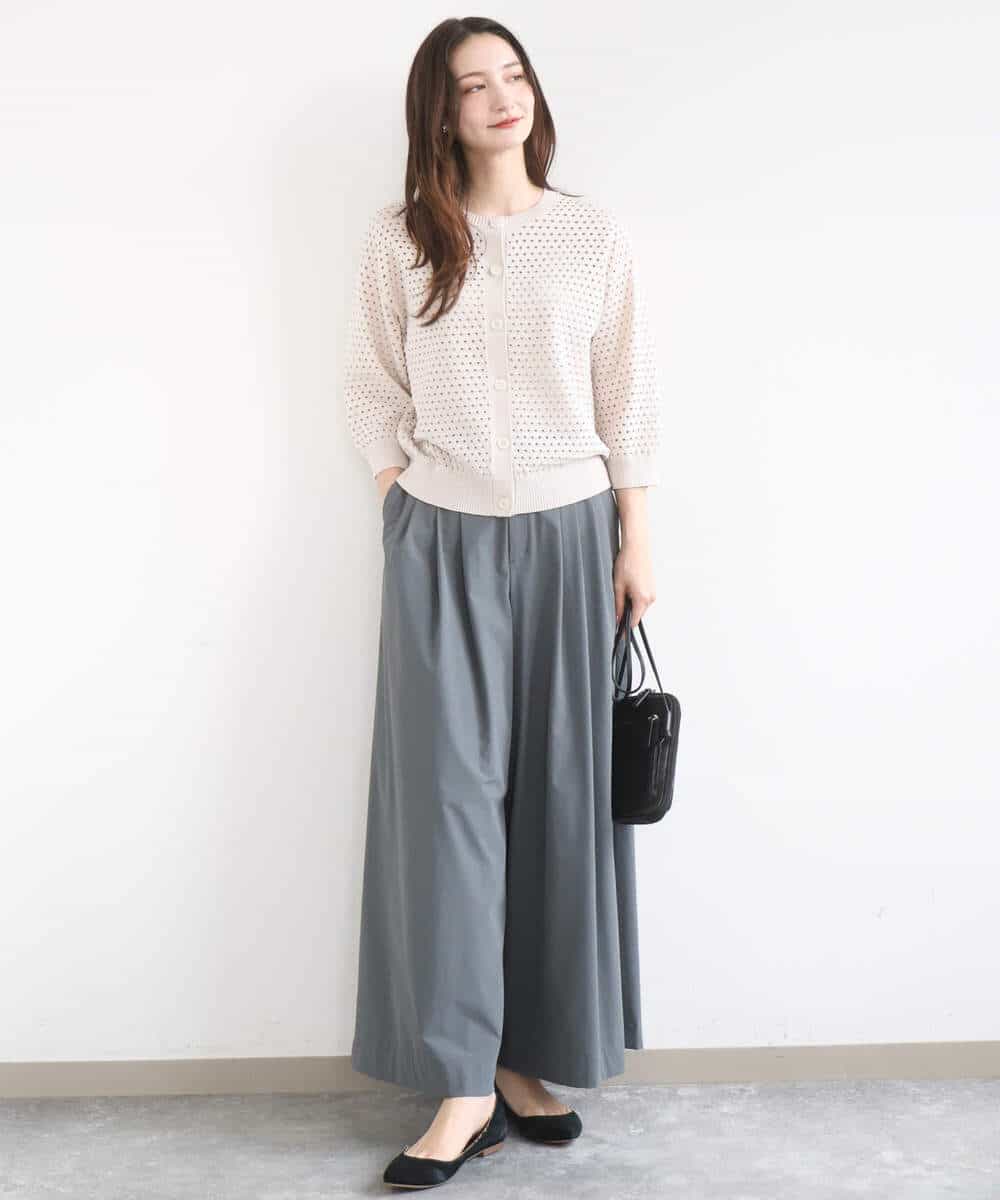 FKLGD37170 MK MICHEL KLEIN(MK ミッシェルクラン) ストレッチ3タックワイドパンツ/洗える ダークグレー