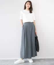 FKLGD37170 MK MICHEL KLEIN(MK ミッシェルクラン) ストレッチ3タックワイドパンツ/洗える ダークグレー