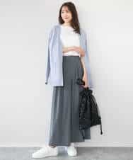 FKLGD37170 MK MICHEL KLEIN(MK ミッシェルクラン) ストレッチ3タックワイドパンツ/洗える ダークグレー