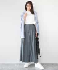 FKLGD37170 MK MICHEL KLEIN(MK ミッシェルクラン) ストレッチ3タックワイドパンツ/洗える ダークグレー