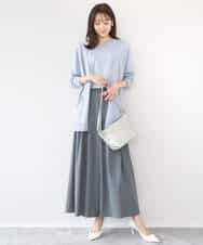 FKLGD37170 MK MICHEL KLEIN(MK ミッシェルクラン) ストレッチ3タックワイドパンツ/洗える ダークグレー