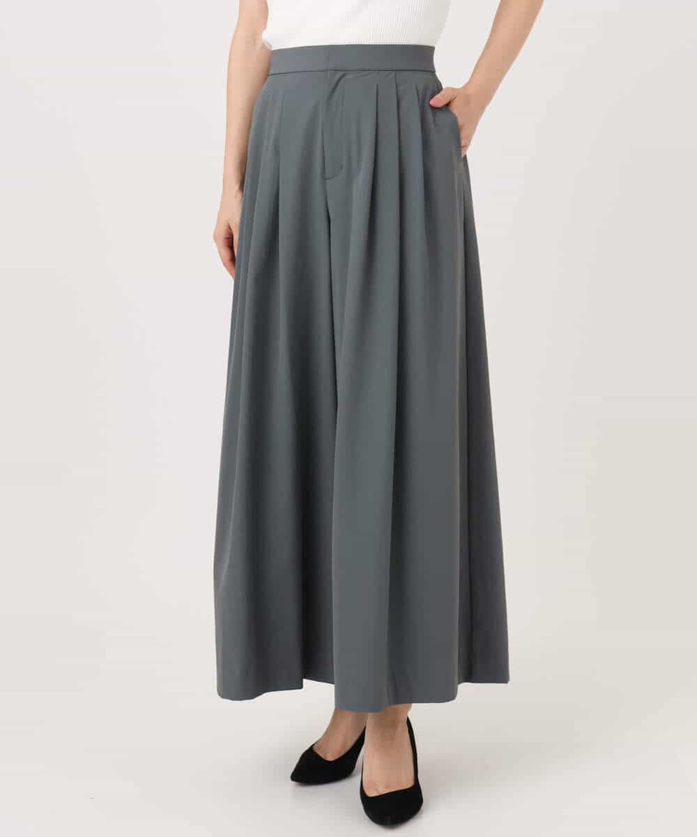 FKLGD37170 MK MICHEL KLEIN(MK ミッシェルクラン) ストレッチ3タックワイドパンツ/洗える ダークグレー