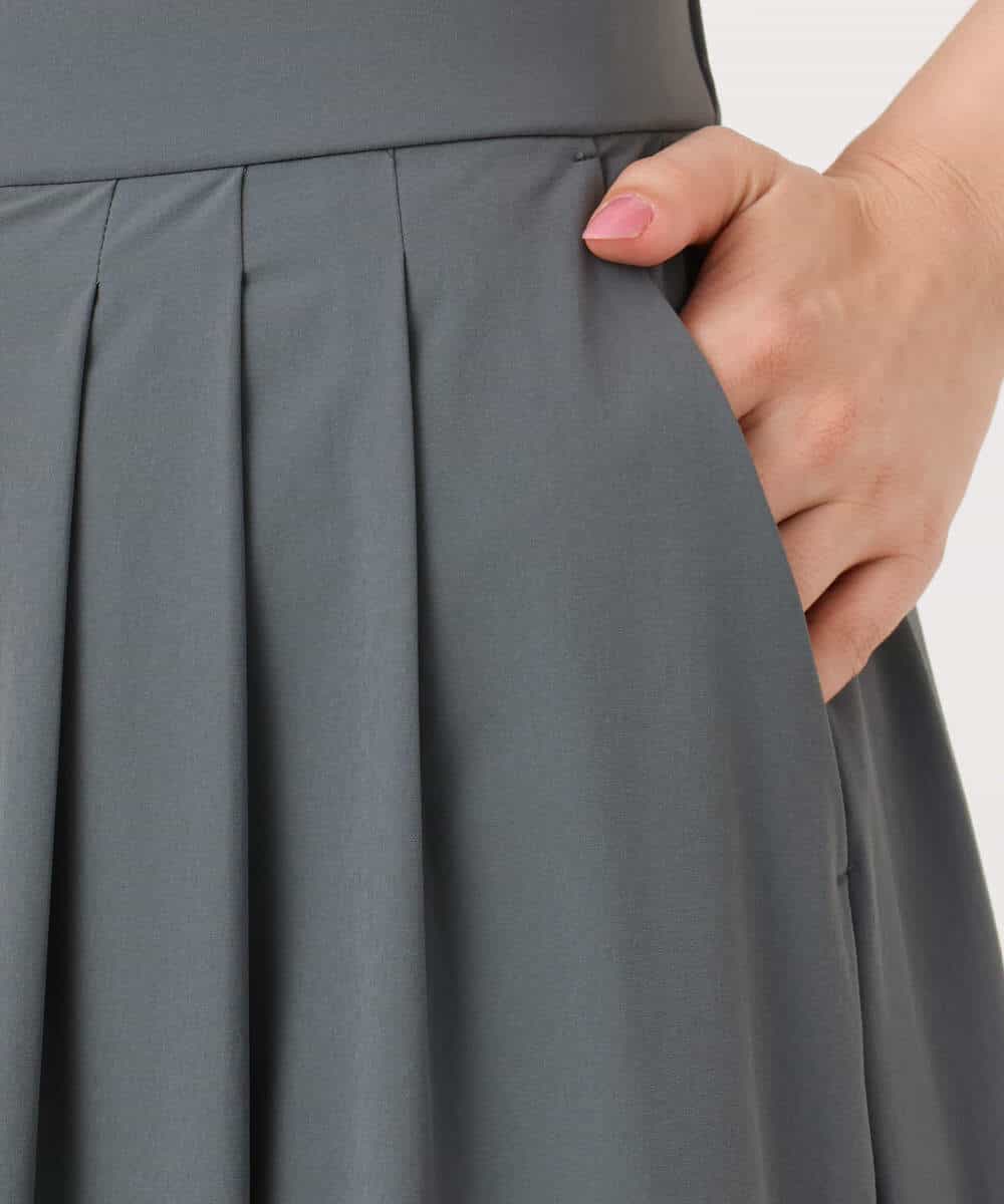 FKLGD37170 MK MICHEL KLEIN(MK ミッシェルクラン) ストレッチ3タックワイドパンツ/洗える ダークグレー