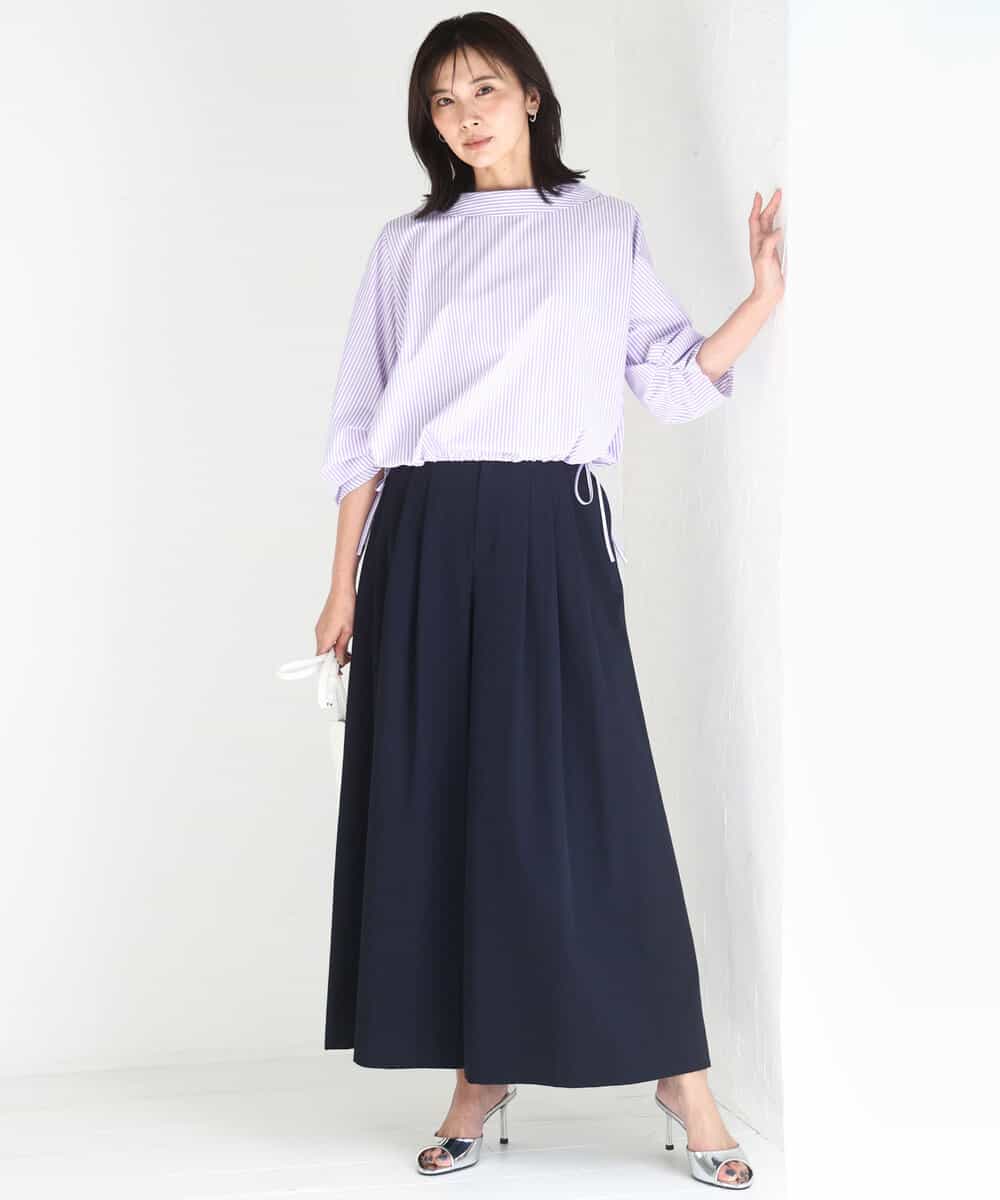 FKLGD37170 MK MICHEL KLEIN(MK ミッシェルクラン) ストレッチ3タックワイドパンツ/洗える ダークグレー