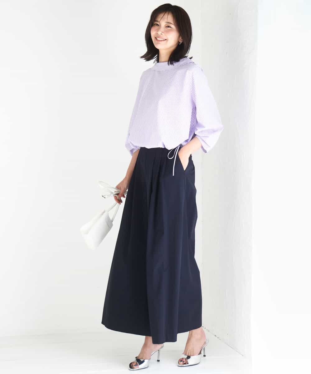 FKLGD37170 MK MICHEL KLEIN(MK ミッシェルクラン) ストレッチ3タックワイドパンツ/洗える ダークグレー