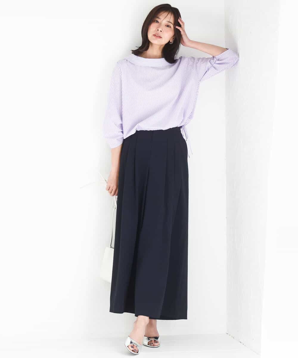 FKLGD37170 MK MICHEL KLEIN(MK ミッシェルクラン) ストレッチ3タックワイドパンツ/洗える ダークグレー