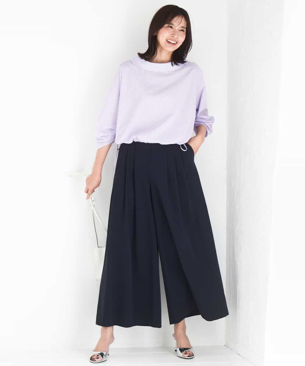 FKLGD37170 MK MICHEL KLEIN(MK ミッシェルクラン) ストレッチ3タックワイドパンツ/洗える ダークグレー