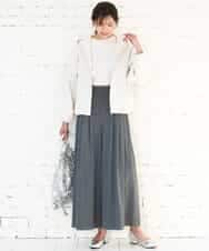 FKLGD37170 MK MICHEL KLEIN(MK ミッシェルクラン) ストレッチ3タックワイドパンツ/洗える ダークグレー