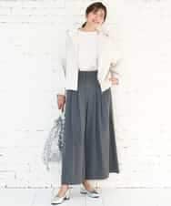 FKLGD37170 MK MICHEL KLEIN(MK ミッシェルクラン) ストレッチ3タックワイドパンツ/洗える ダークグレー