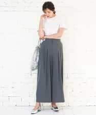 FKLGD37170 MK MICHEL KLEIN(MK ミッシェルクラン) ストレッチ3タックワイドパンツ/洗える ダークグレー