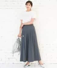 FKLGD37170 MK MICHEL KLEIN(MK ミッシェルクラン) ストレッチ3タックワイドパンツ/洗える ダークグレー