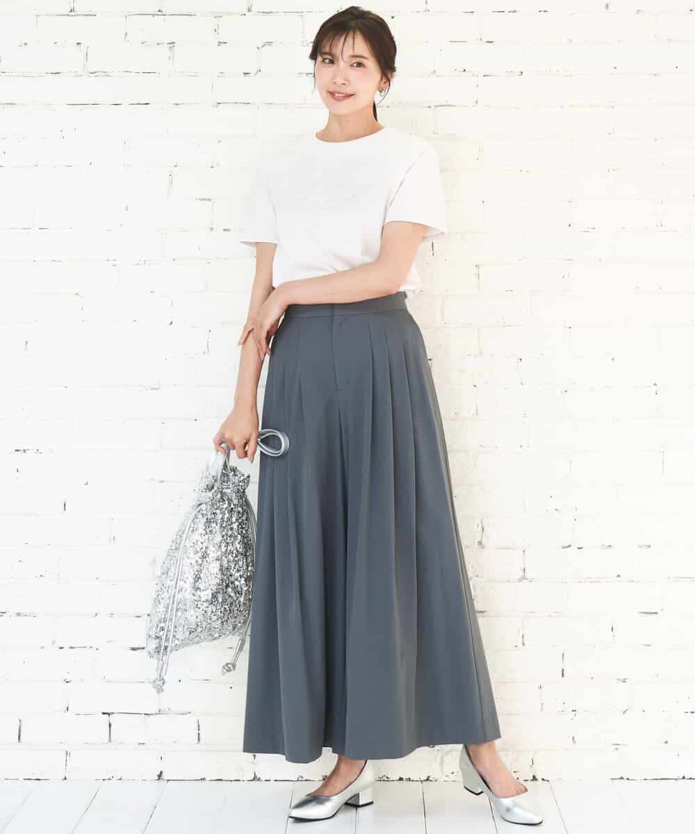 FKLGD37170 MK MICHEL KLEIN(MK ミッシェルクラン) ストレッチ3タックワイドパンツ/洗える ダークグレー