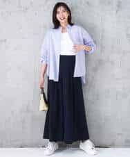 FKLGD37170 MK MICHEL KLEIN(MK ミッシェルクラン) ストレッチ3タックワイドパンツ/洗える ダークグレー