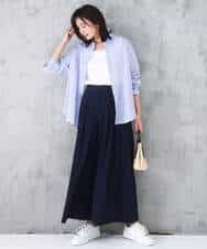 FKLGD37170 MK MICHEL KLEIN(MK ミッシェルクラン) ストレッチ3タックワイドパンツ/洗える ダークグレー