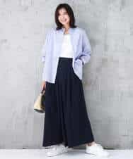 FKLGD37170 MK MICHEL KLEIN(MK ミッシェルクラン) ストレッチ3タックワイドパンツ/洗える ダークグレー