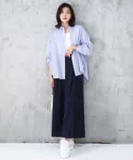 FKLGD37170 MK MICHEL KLEIN(MK ミッシェルクラン) ストレッチ3タックワイドパンツ/洗える ダークグレー