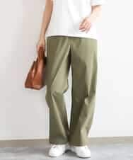 FKLGD40170 MK MICHEL KLEIN(MK ミッシェルクラン) コットンライクストレッチワイドパンツ/抗ピリング/洗える カーキ