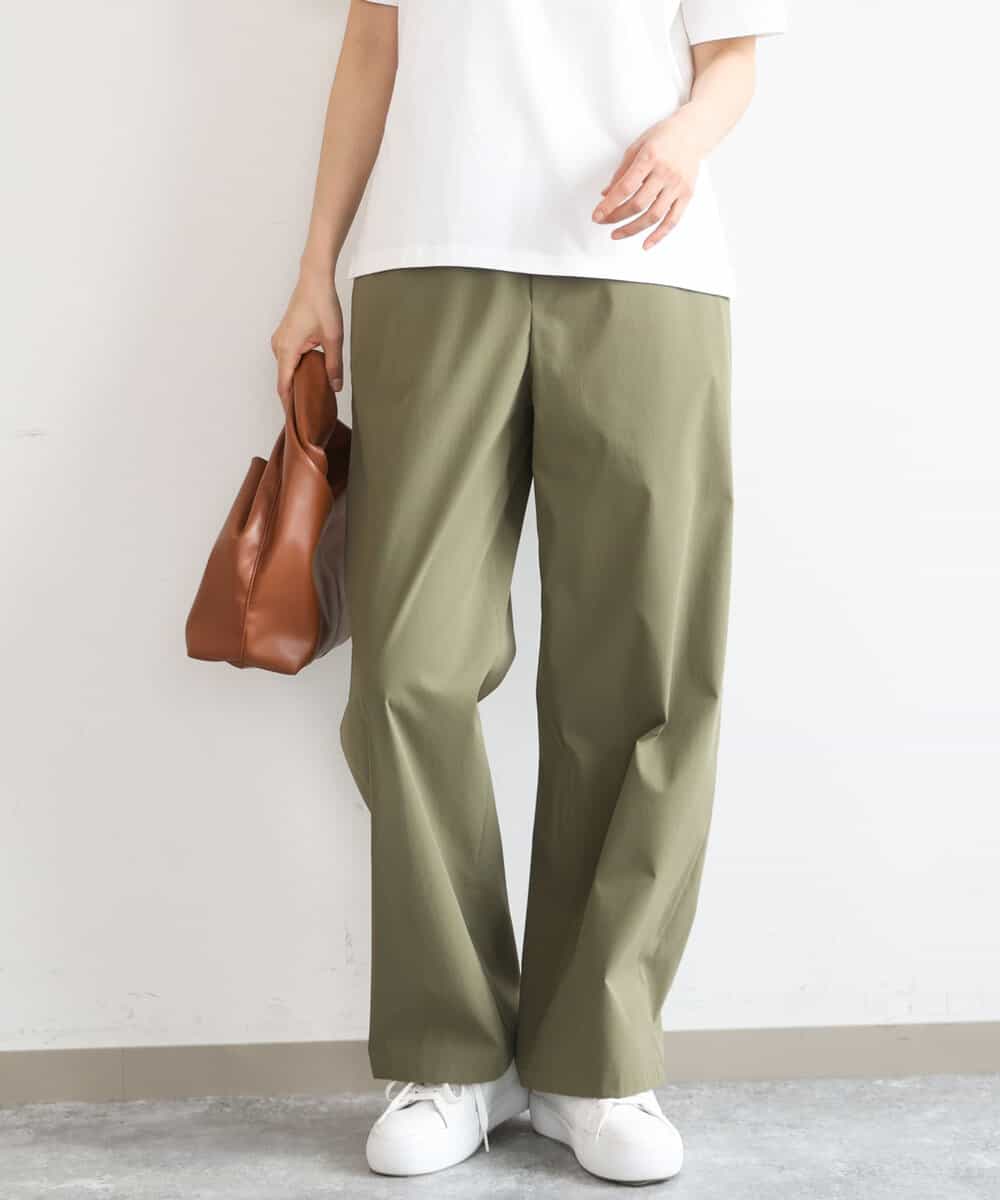 FKLGD40170 MK MICHEL KLEIN(MK ミッシェルクラン) コットンライクストレッチワイドパンツ/抗ピリング/洗える カーキ