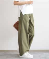 FKLGD40170 MK MICHEL KLEIN(MK ミッシェルクラン) コットンライクストレッチワイドパンツ/抗ピリング/洗える ネイビー