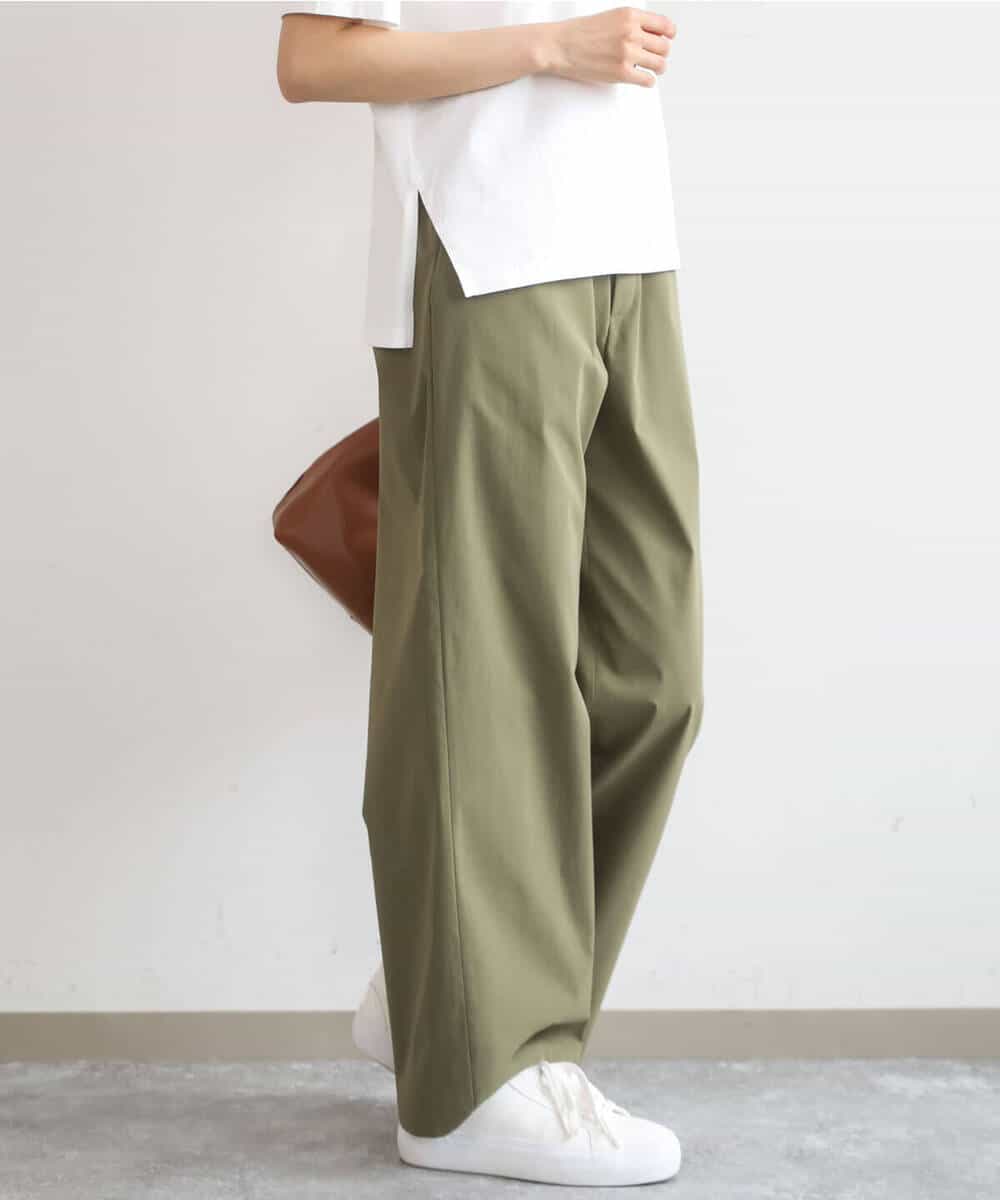 FKLGD40170 MK MICHEL KLEIN(MK ミッシェルクラン) コットンライクストレッチワイドパンツ/抗ピリング/洗える ネイビー