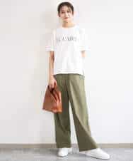 FKLGD40170 MK MICHEL KLEIN(MK ミッシェルクラン) コットンライクストレッチワイドパンツ/抗ピリング/洗える ネイビー