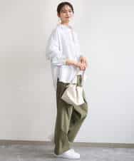 FKLGD40170 MK MICHEL KLEIN(MK ミッシェルクラン) コットンライクストレッチワイドパンツ/抗ピリング/洗える ネイビー