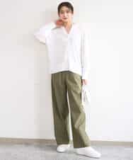 FKLGD40170 MK MICHEL KLEIN(MK ミッシェルクラン) コットンライクストレッチワイドパンツ/抗ピリング/洗える ネイビー